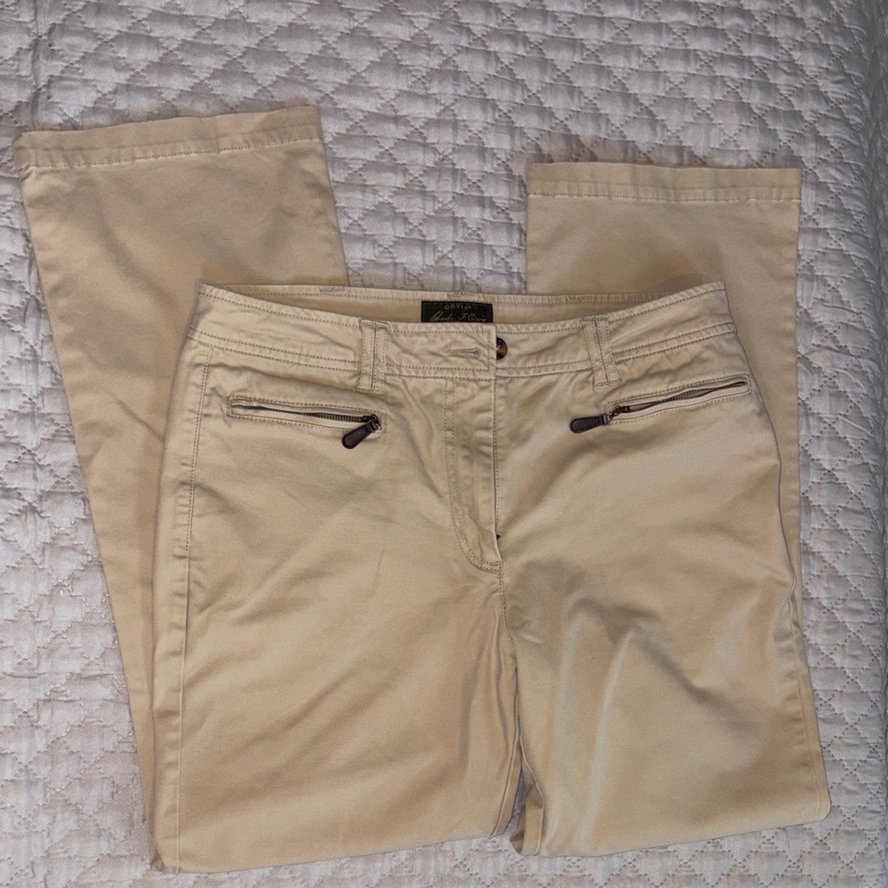 Orvis Beige Khaki Straight-Leg Pants